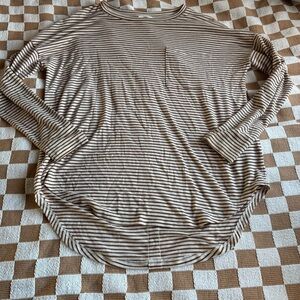 Old navy brown and white striped long sleeve loose shirt